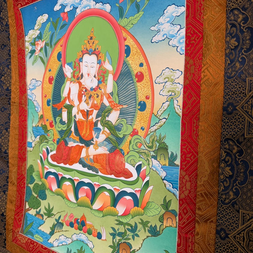 Hand-Painted White Tara Thangka