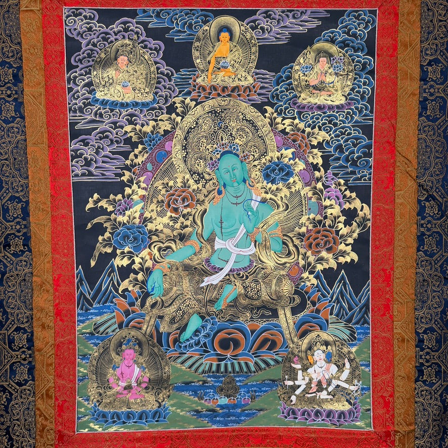 Hand-Painted Green Tara Thangka