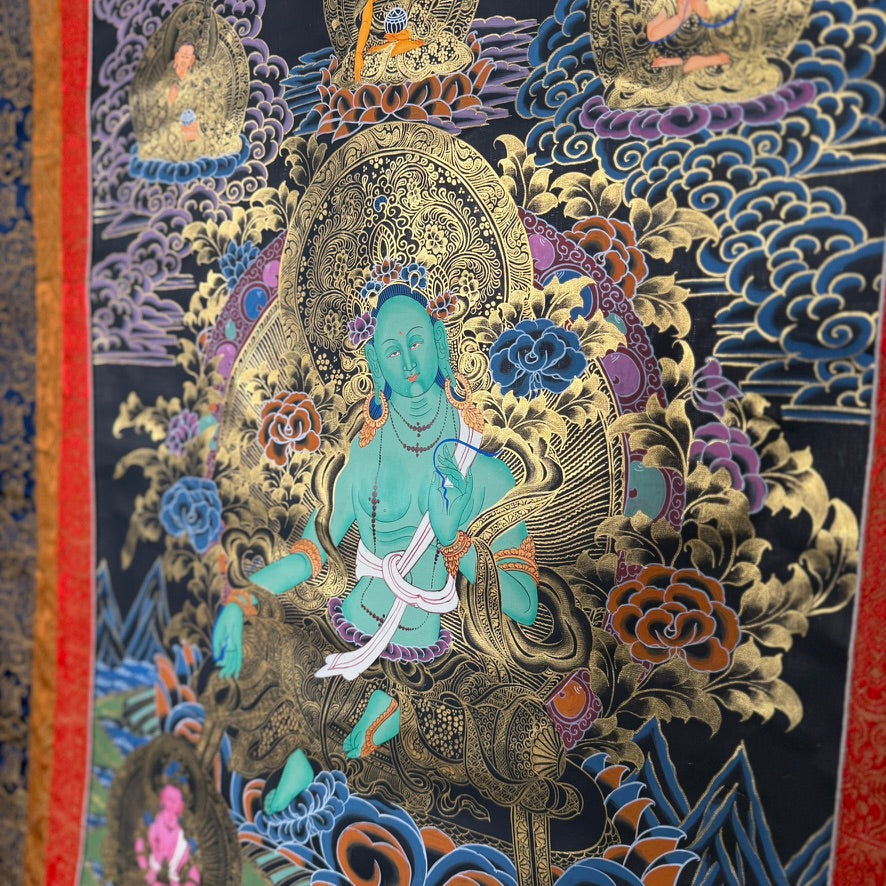 Hand-Painted Green Tara Thangka