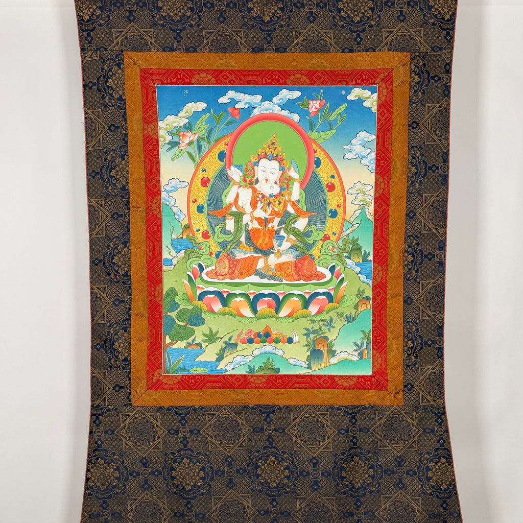 Hand-Painted White Tara Thangka