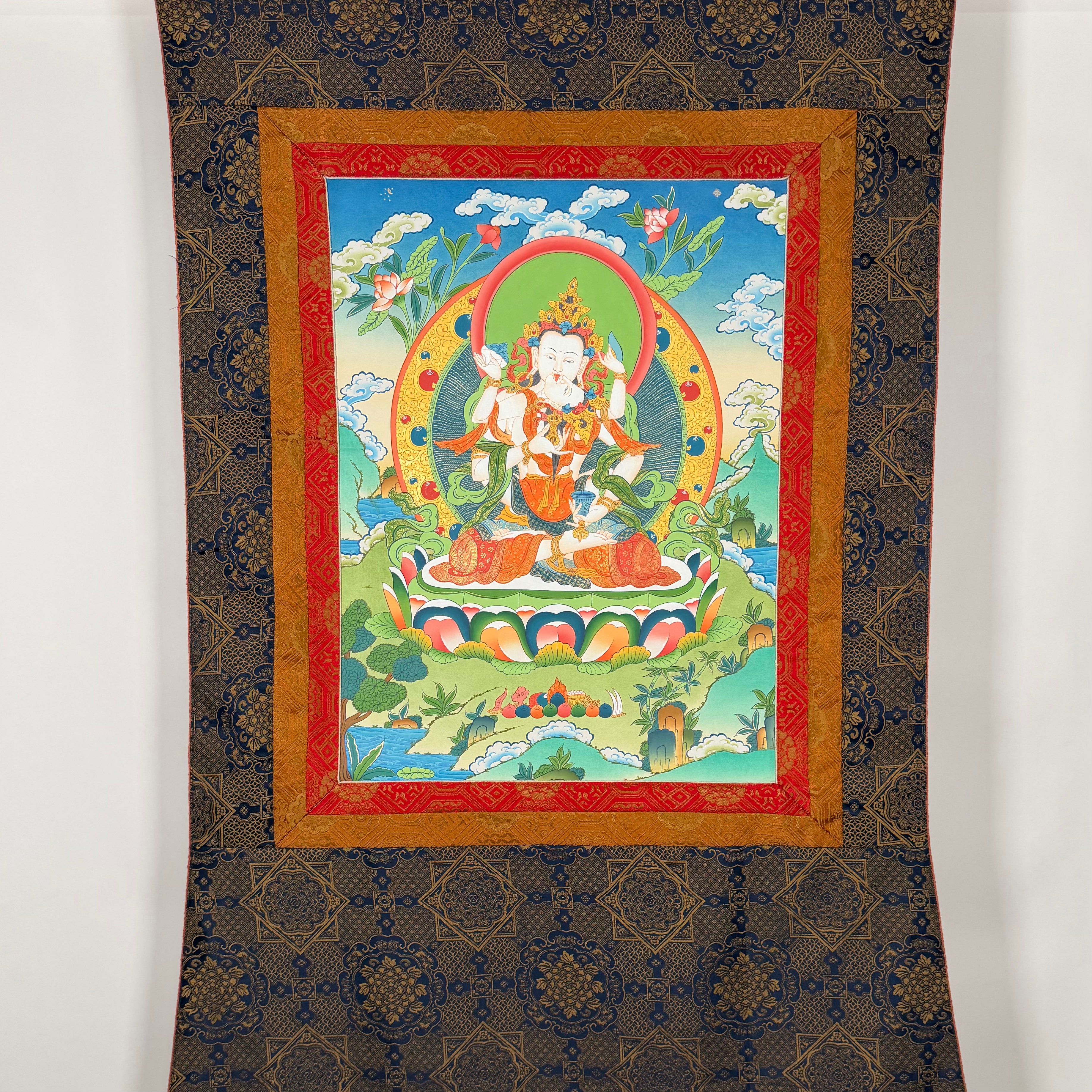 Hand-Painted White Tara Thangka