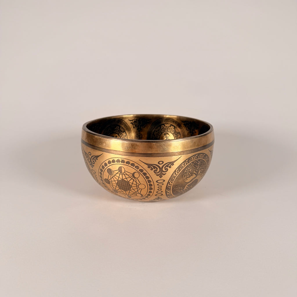 Hand Etched Bowl — 6.75" W x 3.5" H, D Note, 900g