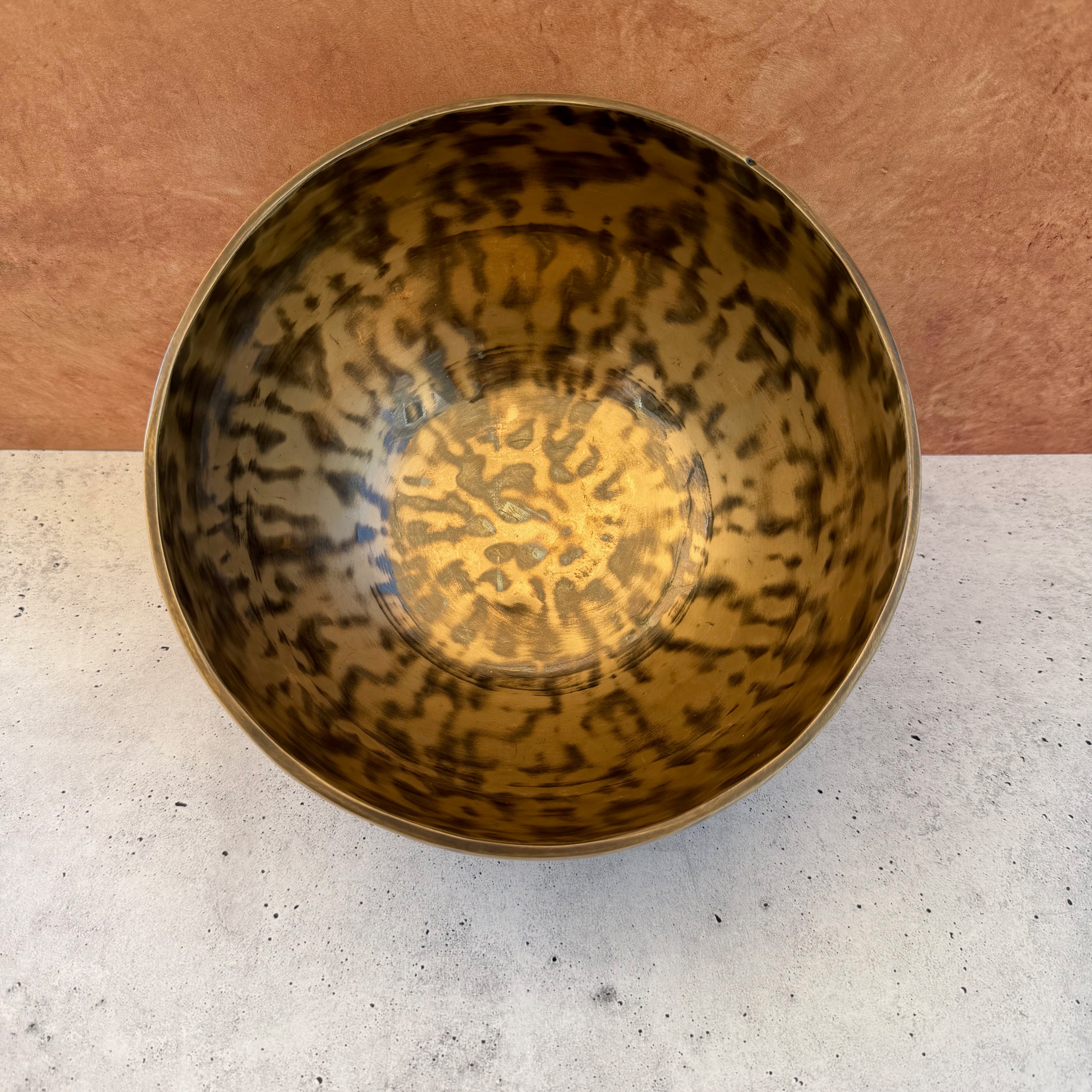 Hand-Hammered Singing Bowl — 7.75" W x 3.75" H, A Note, 1202g