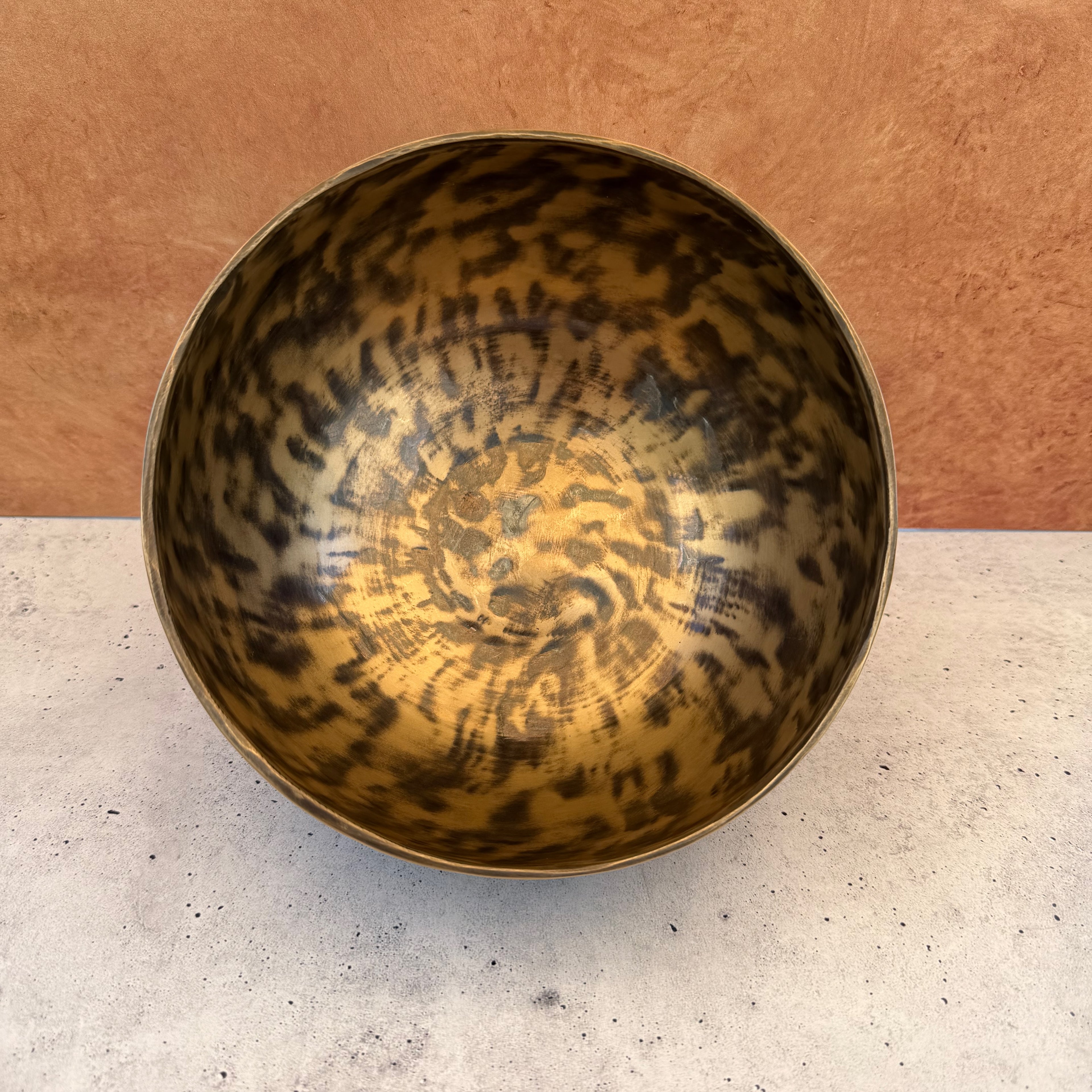 Hand-Hammered Singing Bowl — 7.25" W x 3.75" H, F Note, 906g