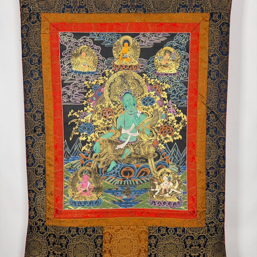 Hand-Painted Green Tara Thangka